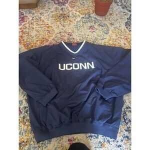 Vintage Nike Men's‎ UCONN Navy Windbreaker Pullover Sz L Unisex